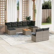 Loungeset 10-delig poly rattan grijs