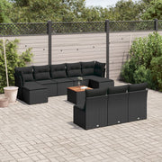 Loungeset 11-delig poly rattan zwart