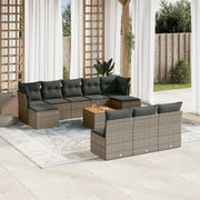 Loungeset 11-delig poly rattan grijs