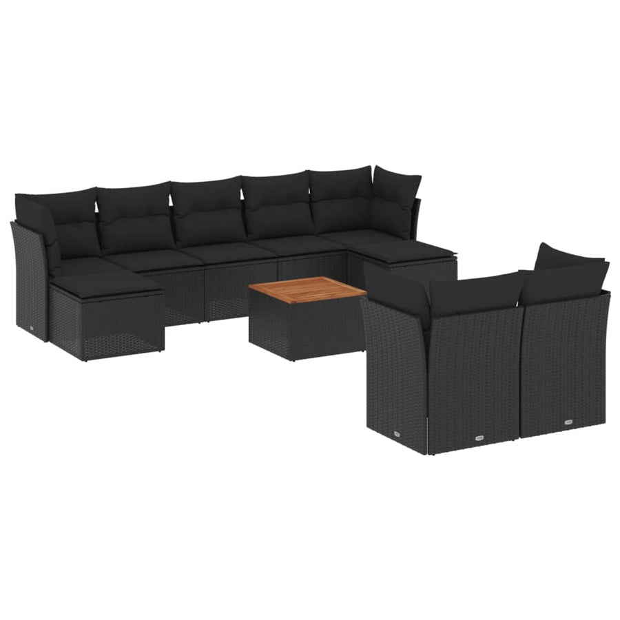0-Delige Loungeset Met Kussens Poly Rattan Zwart