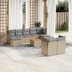 0-Delige Loungeset Met Kussens Poly Rattan Beige en grijs