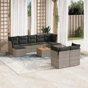 Loungeset 10-delig poly rattan grijs