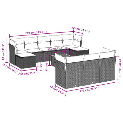 11-Delige Tuinset Met Kussens Poly Rattan Beige