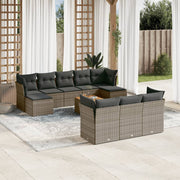 Loungeset 11-delig poly rattan grijs