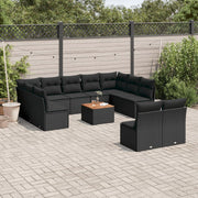 Loungeset 12-delig poly rattan zwart