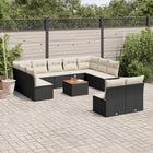 12-piece lounge set with cushions poly rattan black