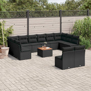 Loungeset 13-delig poly rattan zwart