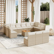 Loungeset 14-delig poly rattan beige
