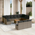14-piece Lounge Set with Cushions poly rattan grey