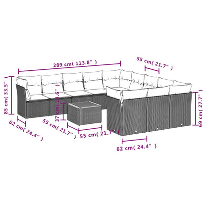 12-Delige Loungeset Met Kussens Poly Rattan Zwart