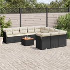 12-piece lounge set with cushions poly rattan black