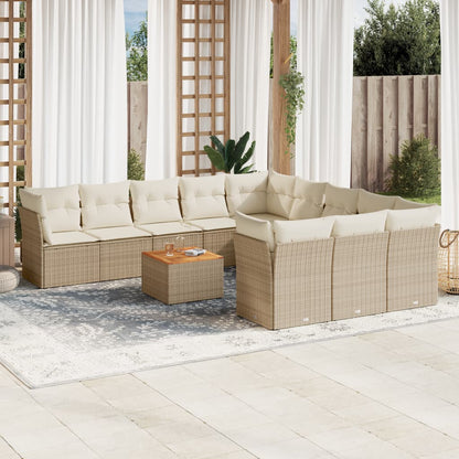 12-Delige Loungeset Met Kussens Poly Rattan Beige