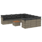 12-piece lounge set with cushions poly rattan grey