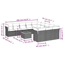 12-Delige Loungeset Met Kussens Poly Rattan Grijs