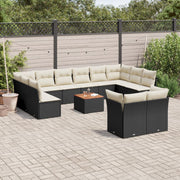 Loungeset 13-delig poly rattan zwart