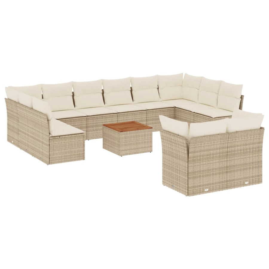 3-Delige Loungeset Met Kussens Poly Rattan Beige beige and cream