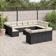 Loungeset 14-delig poly rattan zwart