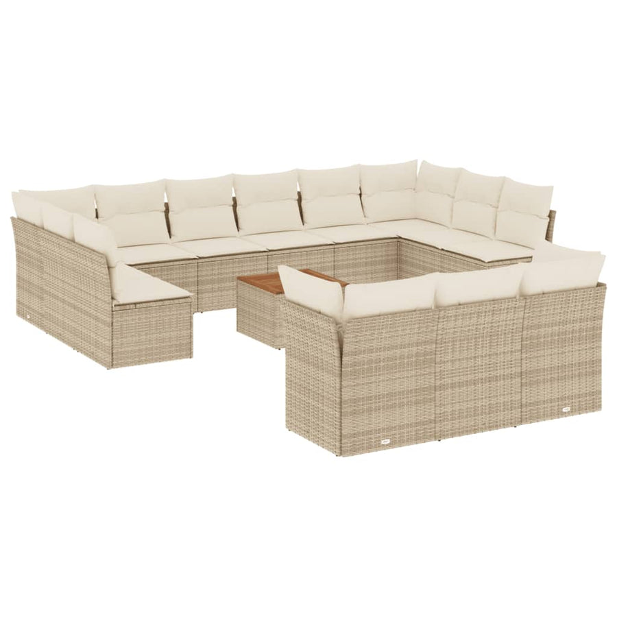 4-Delige Loungeset Met Kussens Poly Rattan Beige beige and cream