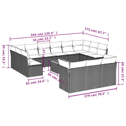 4-Delige Loungeset Met Kussens Poly Rattan Beige beige and cream