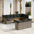 14-piece Lounge Set with Cushions poly rattan grey