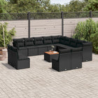14-piece Lounge Set with Cushions, Polyrattan Black