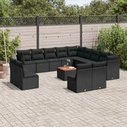 Loungeset 14-delig poly rattan zwart