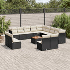 14-piece Lounge Set with Cushions, Polyrattan Black