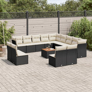 Loungeset 14-delig poly rattan zwart