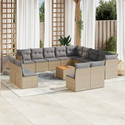 Loungeset 14-delig poly rattan beige