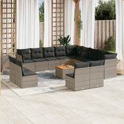Loungeset 14-delig poly rattan grijs