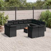 Loungeset poly rattan 13-delig zwart