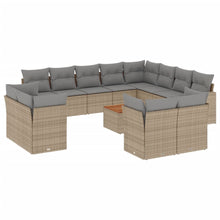 13-Delige Loungeset Met Kussens Poly Rattan Beige