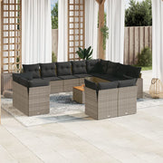 Loungeset 13-delig poly rattan grijs