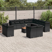 Loungeset 14-delig poly rattan zwart