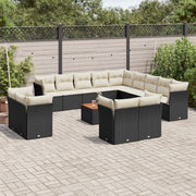 Loungeset 14-delig poly rattan zwart