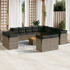14-piece Lounge Set with Cushions poly rattan grey