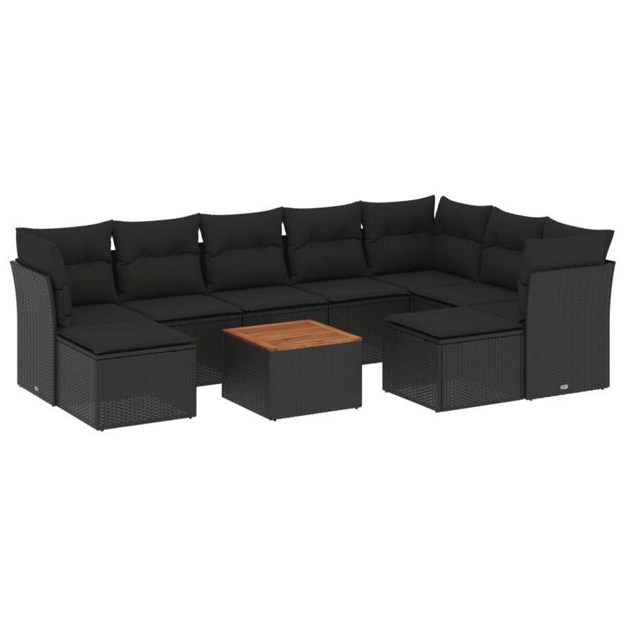 0-Delige Loungeset Met Kussens Poly Rattan Zwart