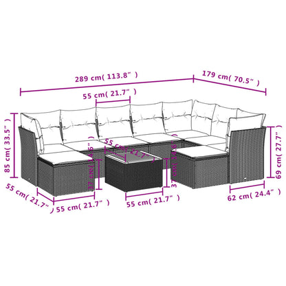 0-Delige Loungeset Met Kussens Poly Rattan Zwart