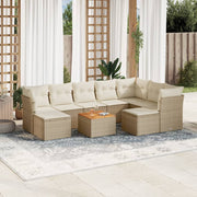 Loungeset 10-delig poly rattan beige