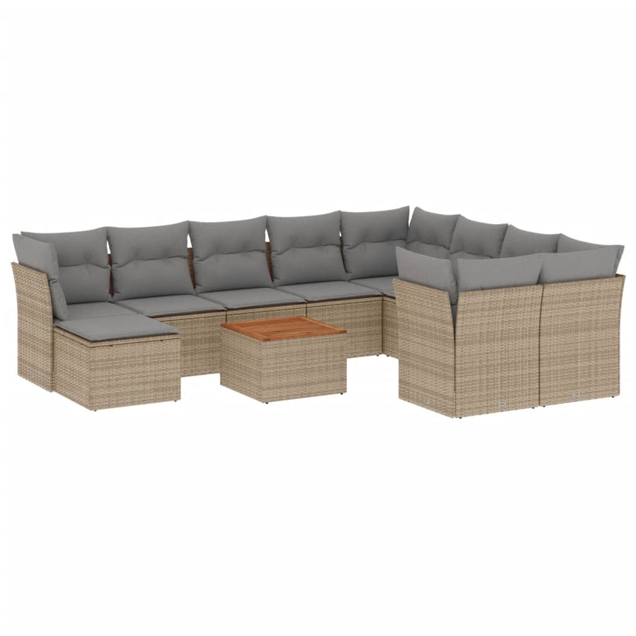 -Delige Tuinset Met Kussens Poly Rattan Beige en grijs