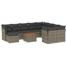 -Delige Loungeset Met Kussens Poly Rattan Grijs