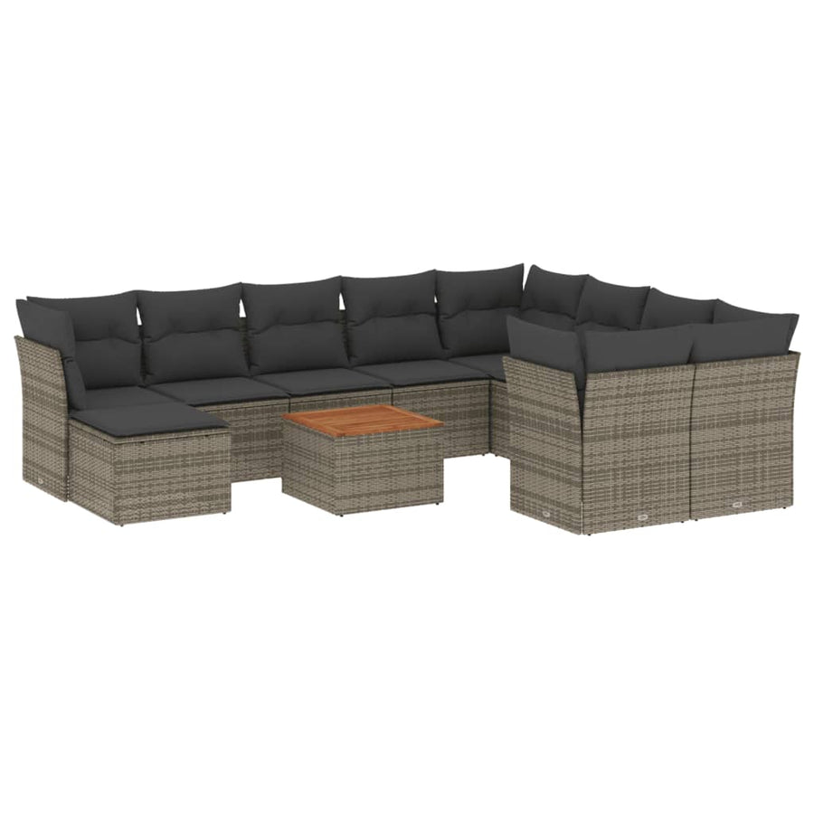 -Delige Loungeset Met Kussens Poly Rattan Grijs