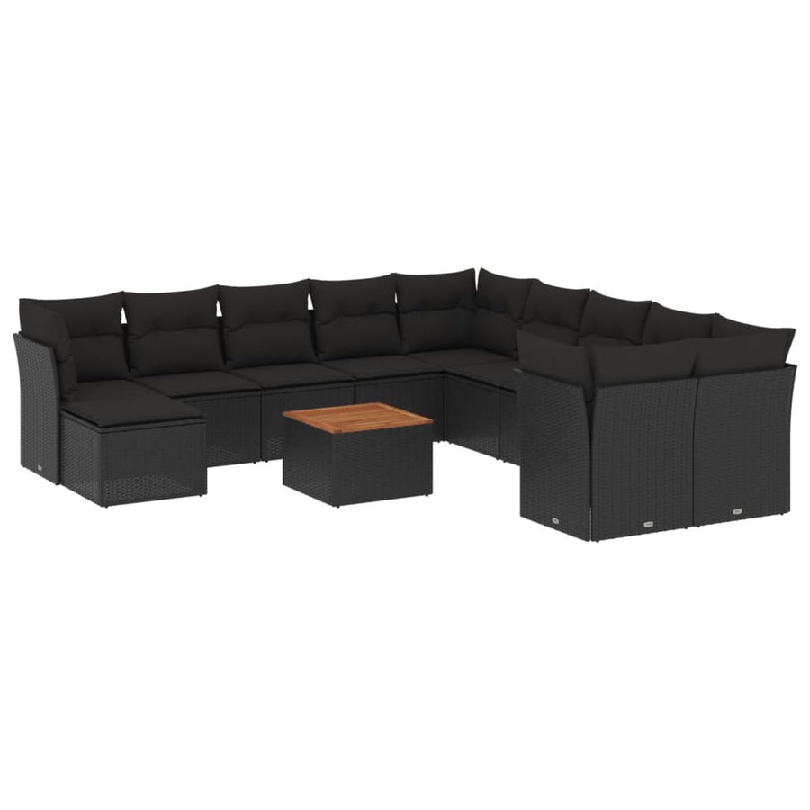 2-Delige Loungeset Met Kussens Poly Rattan Zwart