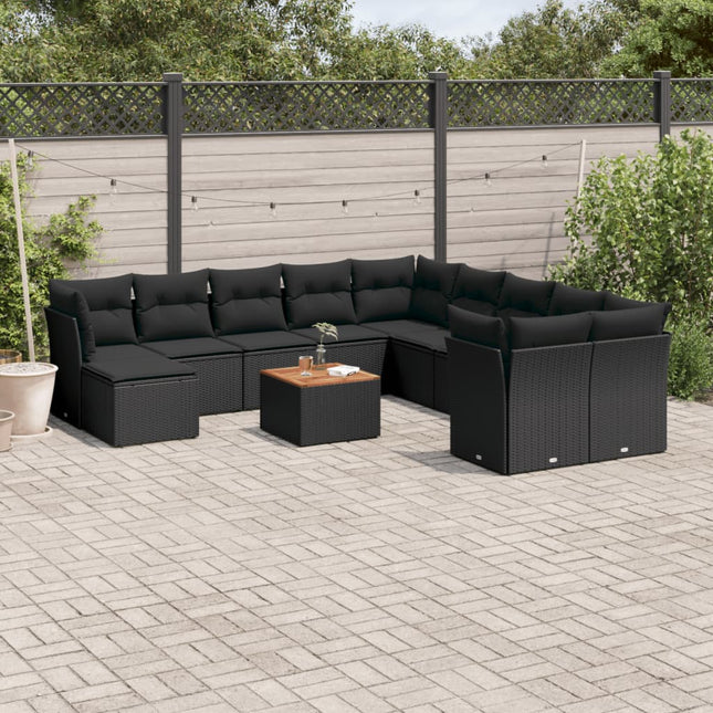 2-Delige Loungeset Met Kussens Poly Rattan Zwart