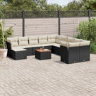 12-piece lounge set with cushions poly rattan black