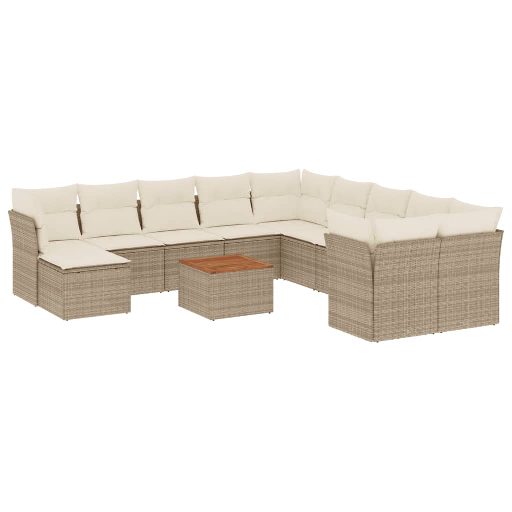 12-Delige Loungeset Met Kussens Poly Rattan Beige