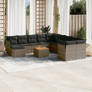 Loungeset 12-delig poly rattan grijs