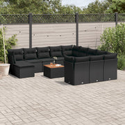 Loungeset 13-delig poly rattan zwart