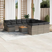 Loungeset 13-delig poly rattan grijs