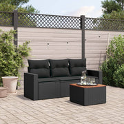 Loungeset 4-delig poly rattan zwart